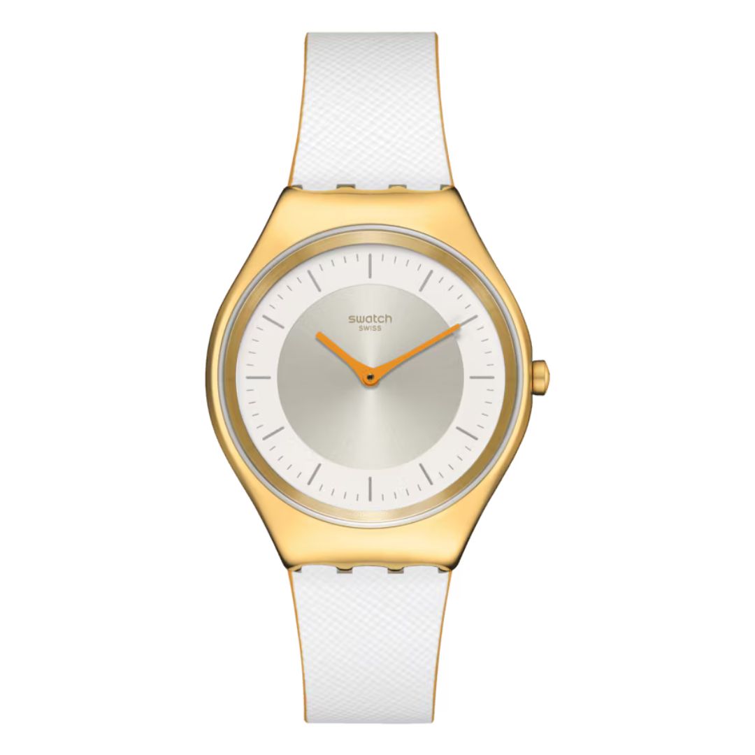 Swatch Pearl Glam Skin Irony Gold Ultra Flat Unisex Watch SYXG128