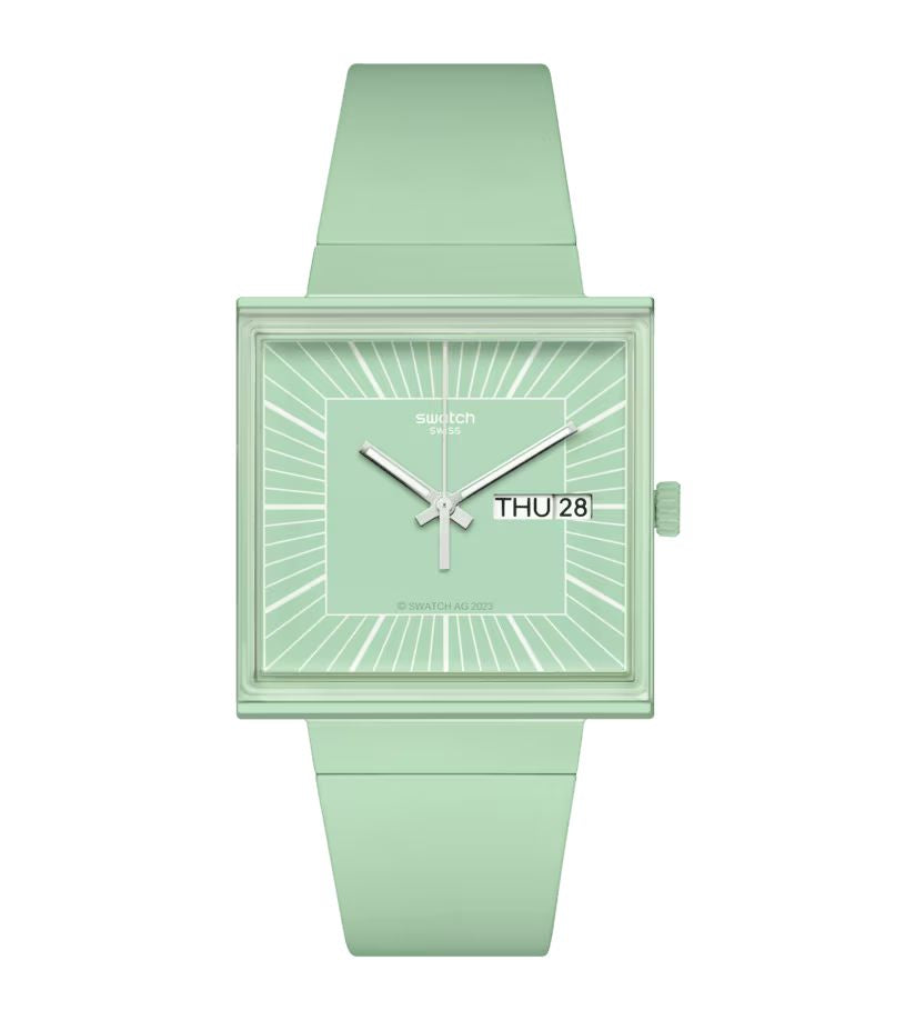 Swatch WHAT IF…MINT? Green Dial Bioceramic Strap Unisex Watch SO34G701