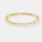 Elegant Round Brilliant-Cut Diamond Tennis Bracelet Featuring Classic Four-Prong Settings and Secure Box Clasp for Timeless Luxury and Sophisticated Shine - Bijoux Eclore