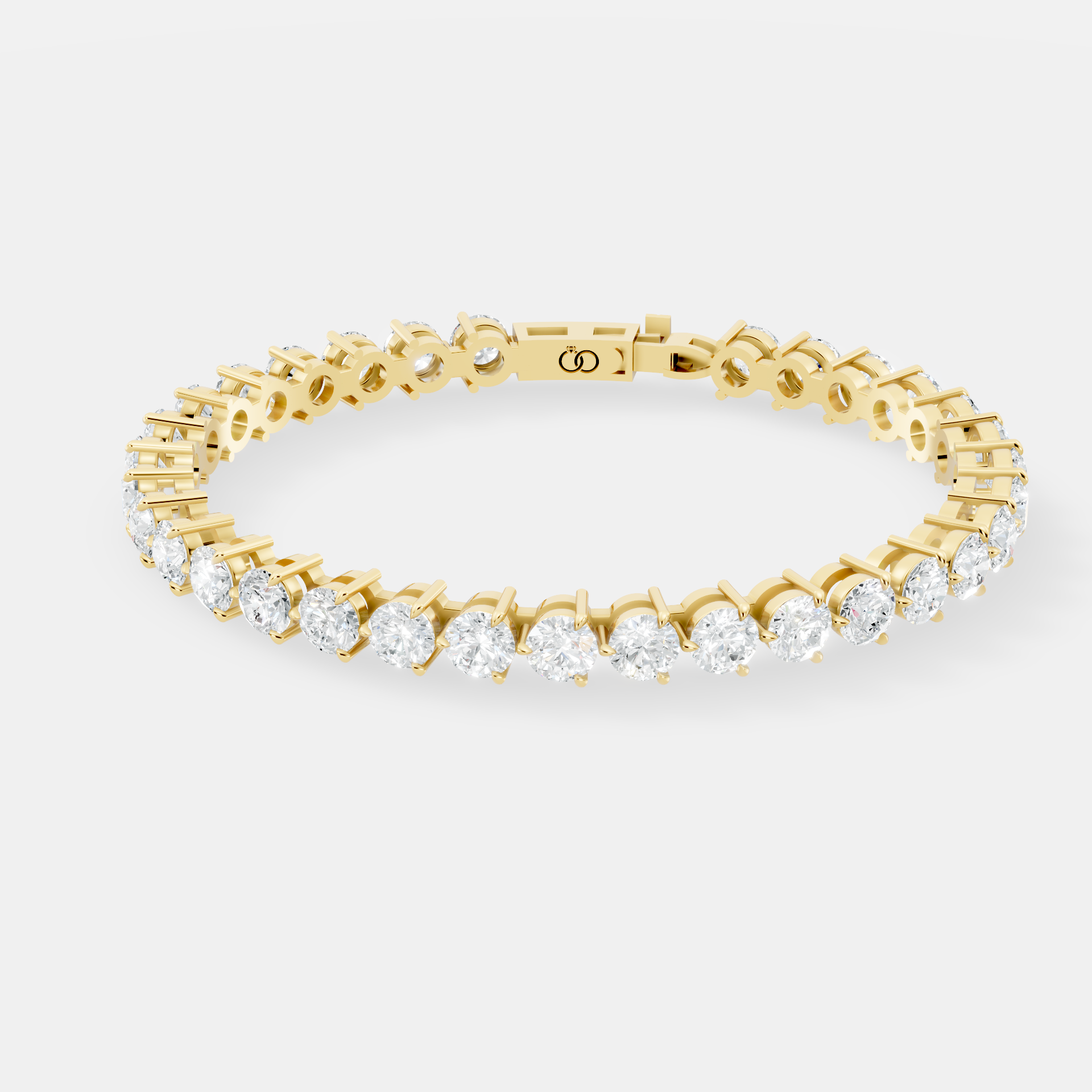 Elegant Gold Tennis Bracelet with Round Cut Diamonds 32 Stones - Bijoux Eclore