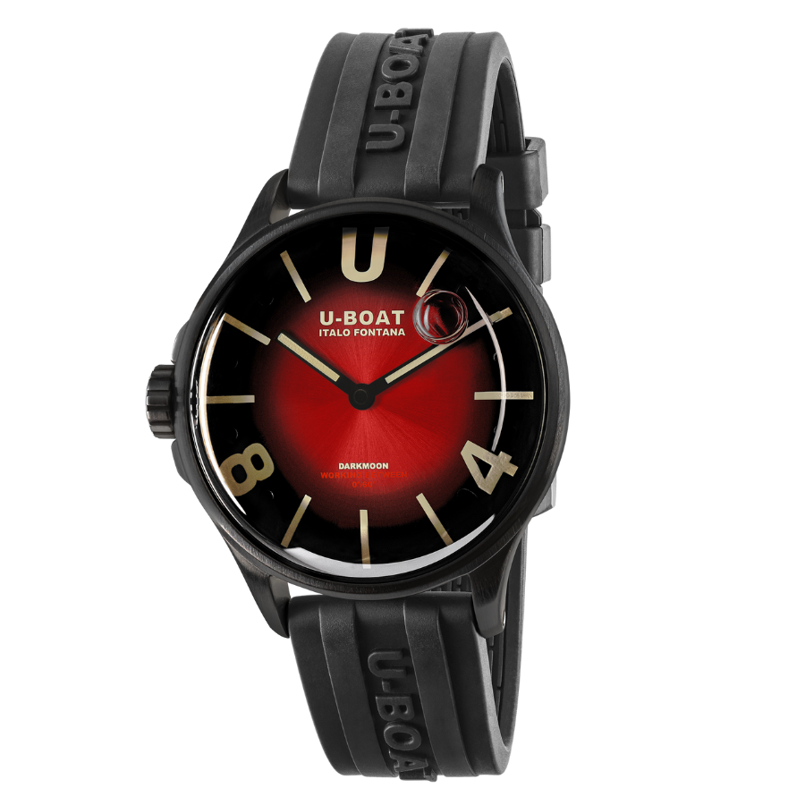 U-boat Red Dial Black Rubber Strap Quartz Mens Watch 9501 - Bijoux Eclore