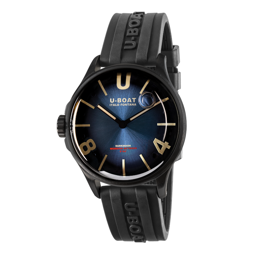 U-boat Darkmoon Blue Dial Black Rubber Strap Quartz Mens Watch 9020 - Bijoux Eclore