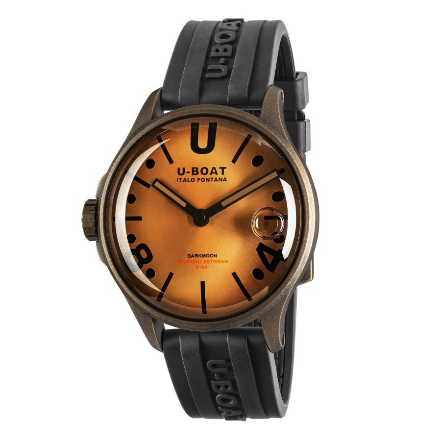 U-Boat Darkmoon Bronze Dial Black Rubber Strap Quartz Mens Watch 9546 - Bijoux Eclore