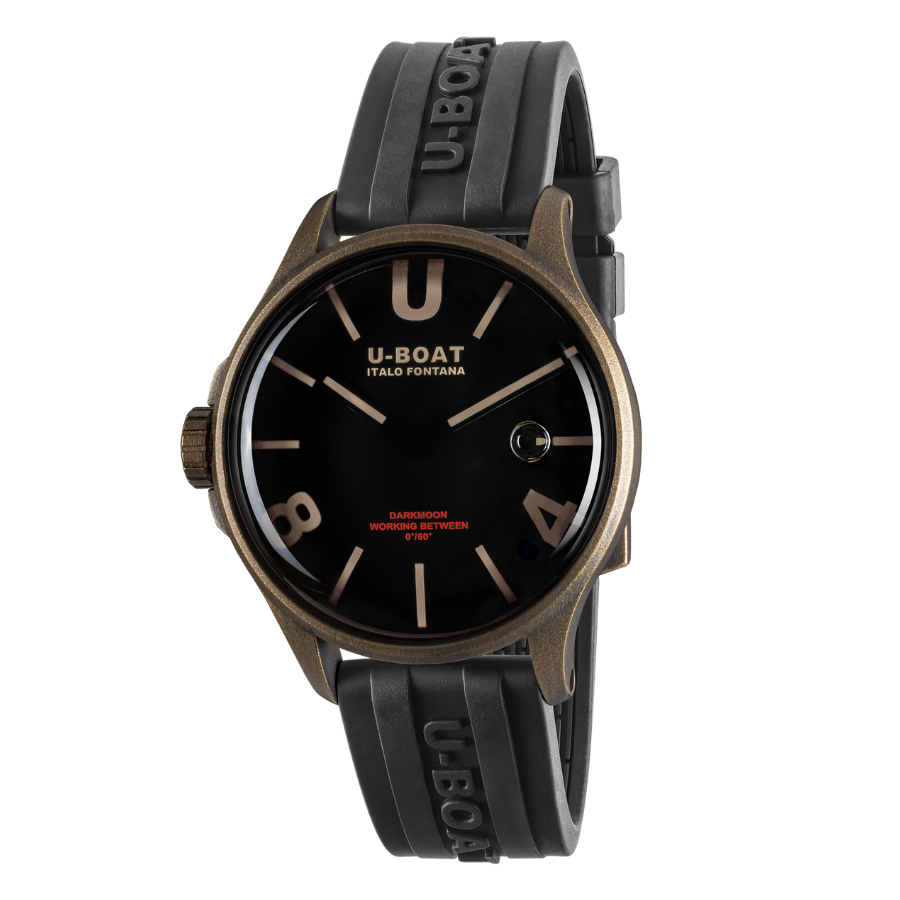 U-Boat Darkmoon Bronze PVD Black Dial Black Rubber Strap Quartz Mens Watch 9549 - Bijoux Eclore