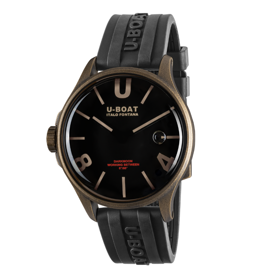 U-Boat Darkmoon Bronze PVD Black Dial Black Rubber Strap Quartz Mens Watch 9548 - Bijoux Eclore