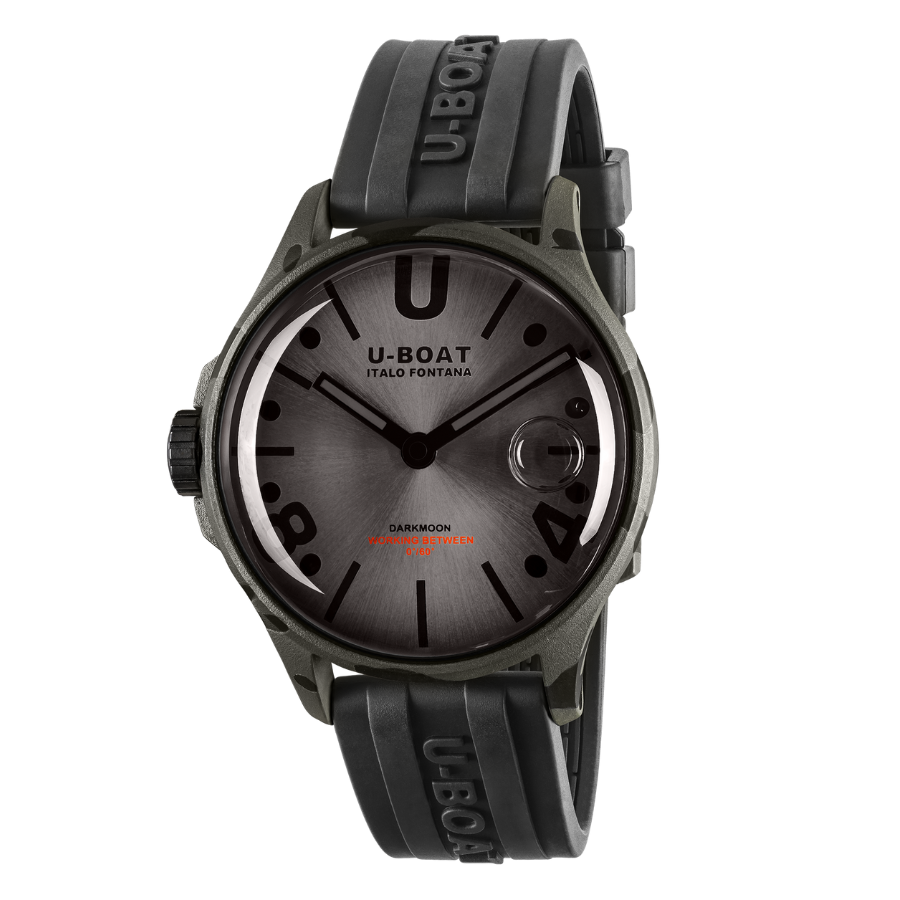 U-Boat Darkmoon Camouflage Black PVD Gray Dial Black Rubber Strap Quartz Mens Watch 9550 - Bijoux Eclore