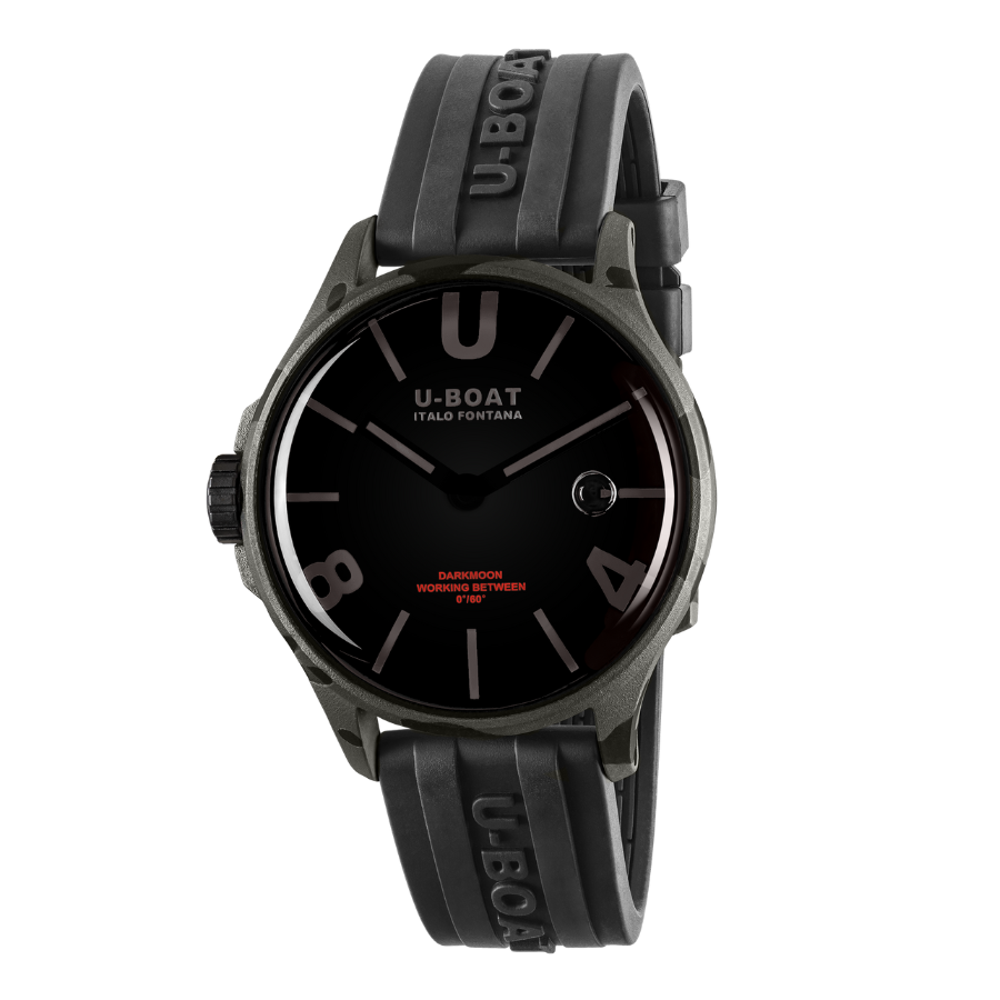 U-Boat Darkmoon Black Rubber Strap Quartz Mens Watch 9552 - Bijoux Eclore