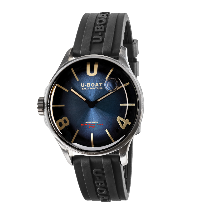 U-boat Darkmoon 44mm Imperial Blue Ss/Rubber Strap 9021 - Bijoux Eclore