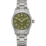Hamilton Khaki Field Quartz 38 Stainless Steel / Green / Bracelet - H69401160 - Bijoux Eclore