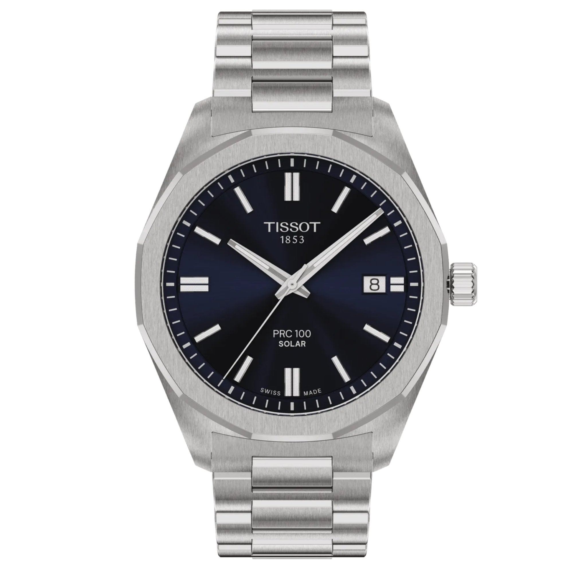 Tissot T1514221104100 PRC 100 Solar Quartz 39mm Mens Watch Blue - Bijoux Eclore