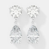 Classic Round & Pear-Cut Diamond Drop Earrings in Yellow Gold - Bijoux Eclore