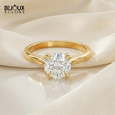 Solitaire Round-Cut Diamond Engagement Ring with a Polished Yellow Gold Band - Bijoux Eclore