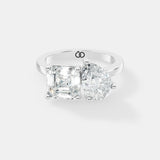 Asscher & Pear-Cut Two-Stone Diamond Ring in 14K Yellow – A Timeless Duo of Brilliance - Bijoux Eclore