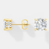 Four-Prong Round Diamond Studs with Hidden Pave Details Earrings - Bijoux Eclore