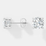 Four-Prong Round Diamond Studs with Hidden Pave Details Earrings - Bijoux Eclore