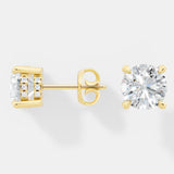 Four-Prong Round Diamond Studs with Hidden Pave Details Earrings - Bijoux Eclore