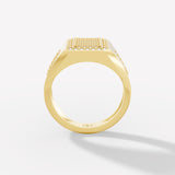 Exquisite Rectangular Diamond Pavé Statement Ring in White Gold with Side-Engraved Accents - Bijoux Eclore