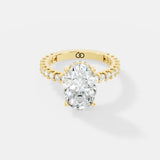 Elegant Oval-Cut Lab-Grown Diamond Engagement Ring with Round Accent Stones - Bijoux Eclore