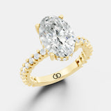 Elegant Oval-Cut Lab-Grown Diamond Engagement Ring with Round Accent Stones - Bijoux Eclore