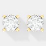 Timeless Round-Cut Lab-Grown Diamond Solitaire Stud Earrings -Prong Setting - Bijoux Eclore