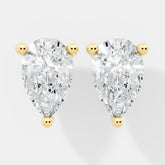 Pear-Cut Lab-Grown Diamond Stud Earrings in Classic Three-Prong Setting - Bijoux Eclore