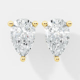 Pear-Cut Lab-Grown Diamond Stud Earrings in Classic Three-Prong Setting - Bijoux Eclore
