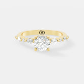 Engagement Ring with Brilliant Round-Cut Center Diamond and Graduated Side Accents - Bijoux Eclore