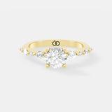 Engagement Ring with Brilliant Round-Cut Center Diamond and Graduated Side Accents - Bijoux Eclore