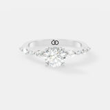 Engagement Ring with Brilliant Round-Cut Center Diamond and Graduated Side Accents - Bijoux Eclore