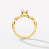 Engagement Ring with Brilliant Round-Cut Center Diamond and Graduated Side Accents - Bijoux Eclore