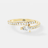 Wrap-Around Pear-Cut Lab-Grown Diamond Ring – Modern Spiral Design with Pavé Band Accents - Bijoux Eclore