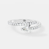 Wrap-Around Pear-Cut Lab-Grown Diamond Ring – Modern Spiral Design with Pavé Band Accents - Bijoux Eclore
