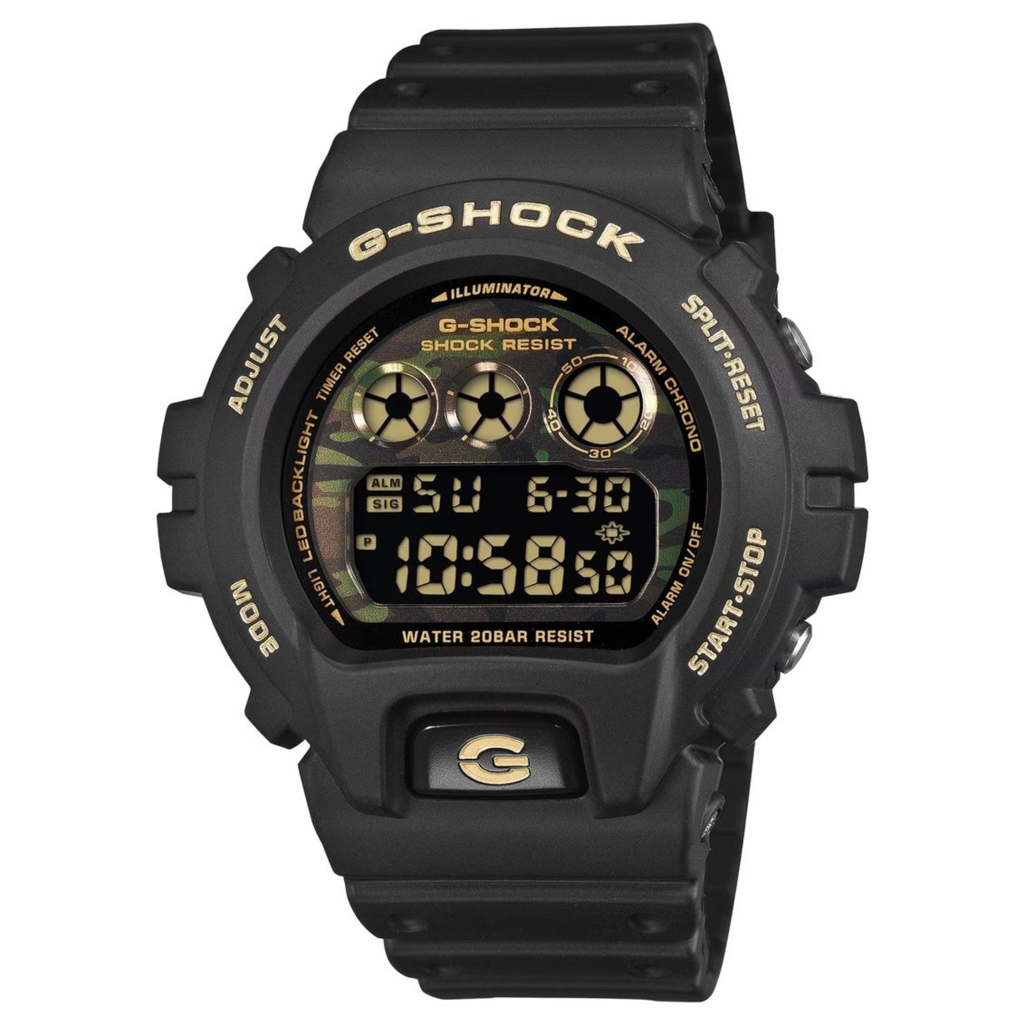 Casio G-Shock Bold Camo & Gold Series Digital Resin Men's Watch DW6900CF-1 - Bijoux Eclore