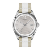Tissot PR 100 Quartz 40mm Silver Dial Grey Fabric Strap Watch T150.410.17.037.00 - Bijoux Eclore