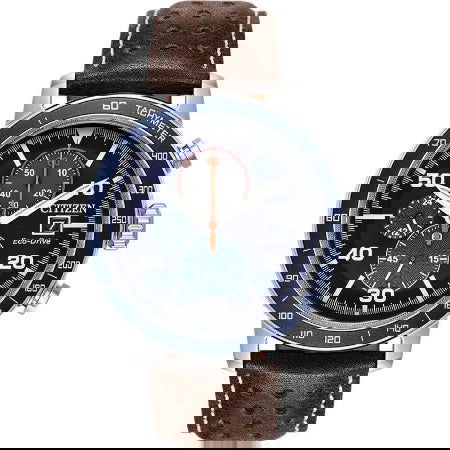 Citizen Brycen Men's Eco Drive Blue Dial Brown Leather Strap Watch CA0648-09L