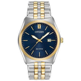 Citizen Eco Drive Blue Dial Two Tone Steel Bracelet Men's Dress Watch BM7334-58L