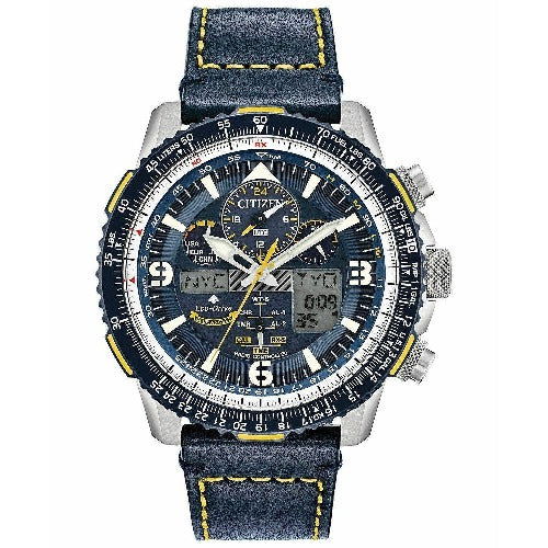 Citizen Promaster Skyhawk At Chrono Blue Dial Leather Band Mens Watch JY8078-01L
