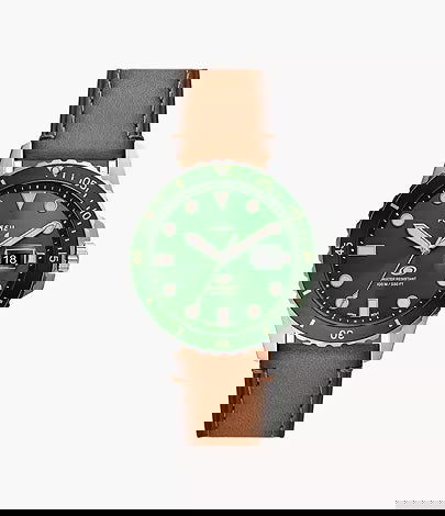 Fossil Blue Dive Three-Hand Date Tan LiteHide Leather Watch FS5946