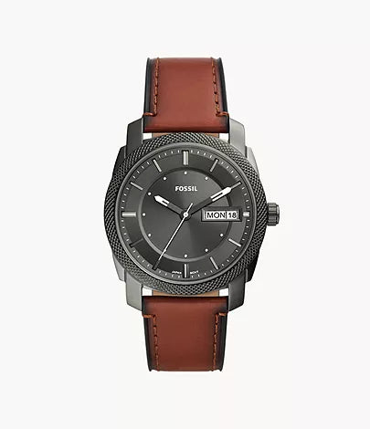 Fossil Machine Three-Hand Date Brown LiteHide Leather Watch FS5900