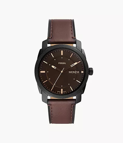 Fossil Machine Three-Hand Date Brown LiteHide Leather Watch FS5901