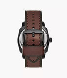 Fossil Machine Three-Hand Date Dark Brown LiteHide Leather Watch FS5972