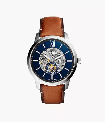 Fossil Townsman 48 mm Automatic Light Brown Leather Watch ME3154
