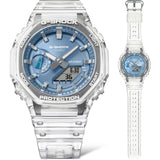 Casio GA2100BM-7A2 G-Shock Analog-Digital Sky Blue Dial Translucent Resin Band Watch - Bijoux Eclore