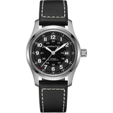 Hamilton Khaki Field Auto 42MM Black Dial Leather Strap Men's Watch H70605733 - Bijoux Eclore