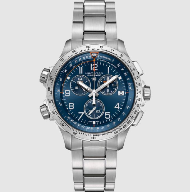 Hamilton Khaki Aviation X-wind GMT Chrono Quartz Blue Dial Watch H77922141