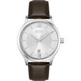 Hugo Boss Elite Silver Dial Brown Leather Strap 1514064