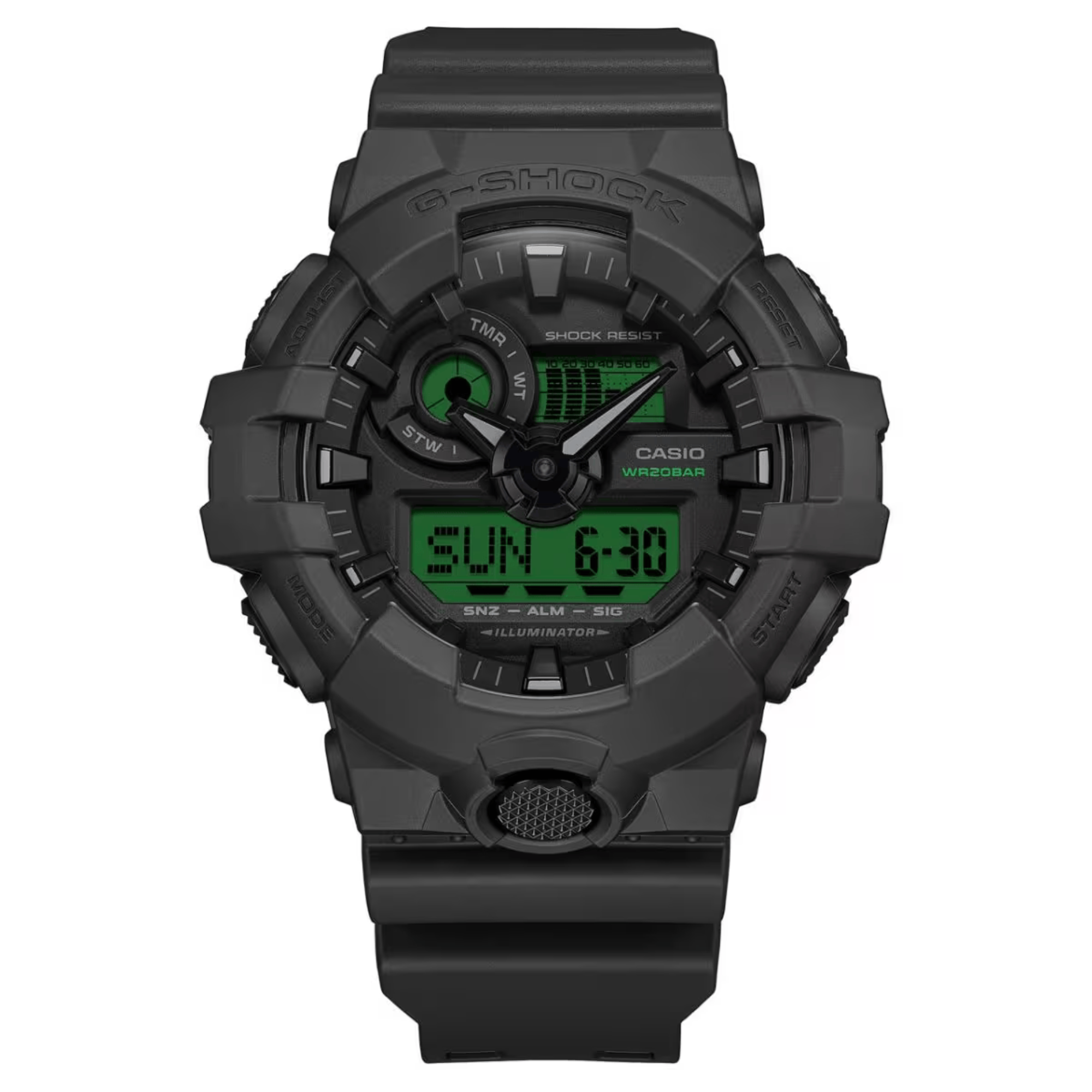 Casio G-Shock GA-700BEG-1A Analog-Digital Black & Electro Green Resin Strap Watch GA700BEG-1A - Bijoux Eclore