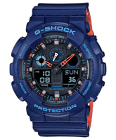 G-SHOCK Analog-Digital Blue and Orange Military Colored Layered Band Watch GA100L-2A