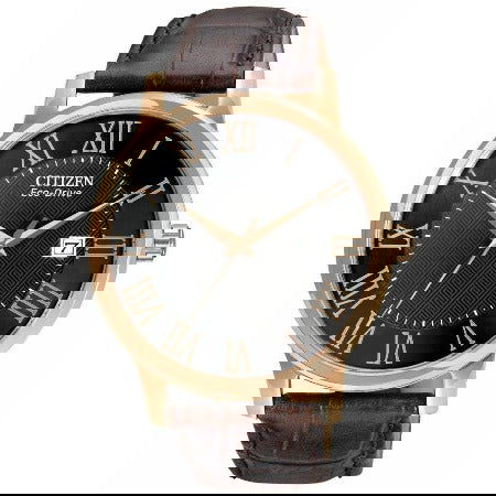 New Citizen Eco Drive Black Dial Brown Leather Strap Men's Watch BM6759-03E