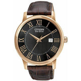 New Citizen Eco Drive Black Dial Brown Leather Strap Men's Watch BM6759-03E
